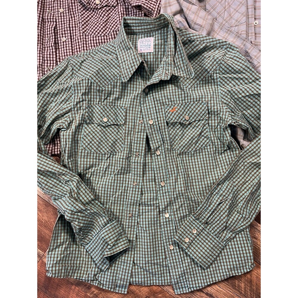Hollister Western Pearl Snap Shirt Lot 3 Small Plaid Long Sleeve Button Up - Picture 2 of 11